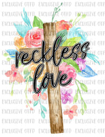 Reckless Love Cross Floral Sublimation Transfer