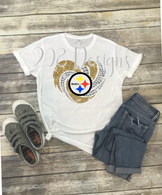 Steelers Football Rhinestone Heart Sublimation Transfer